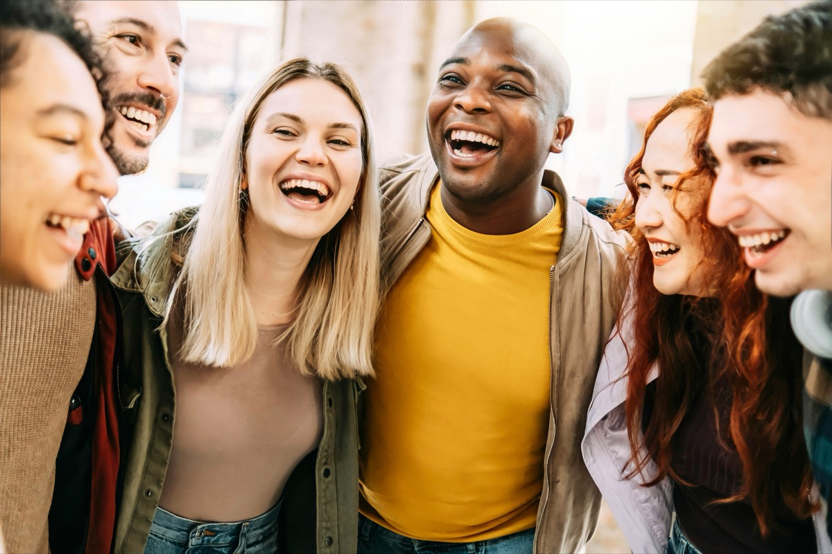 A family laughing together